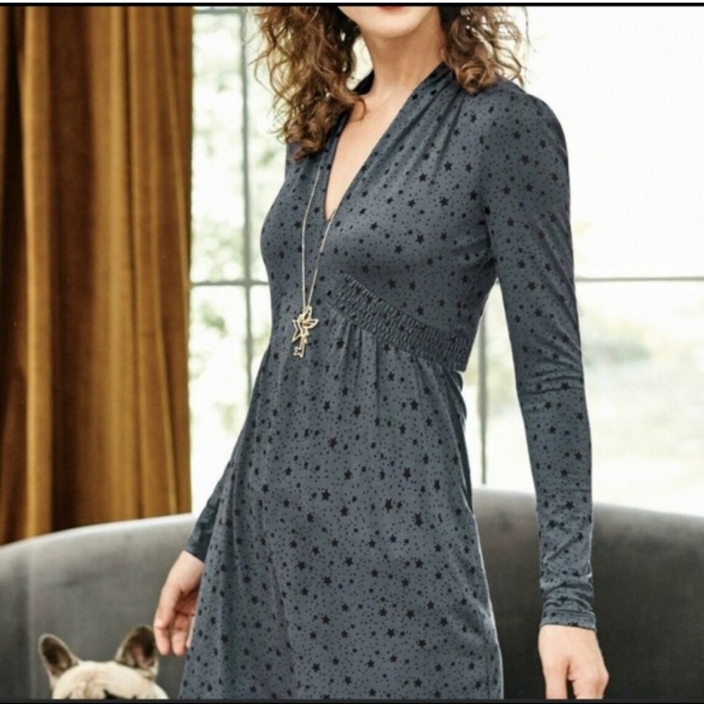 Boden Betty Starry Night Jersey Tunic/Dress In Stormy Grey Size 8